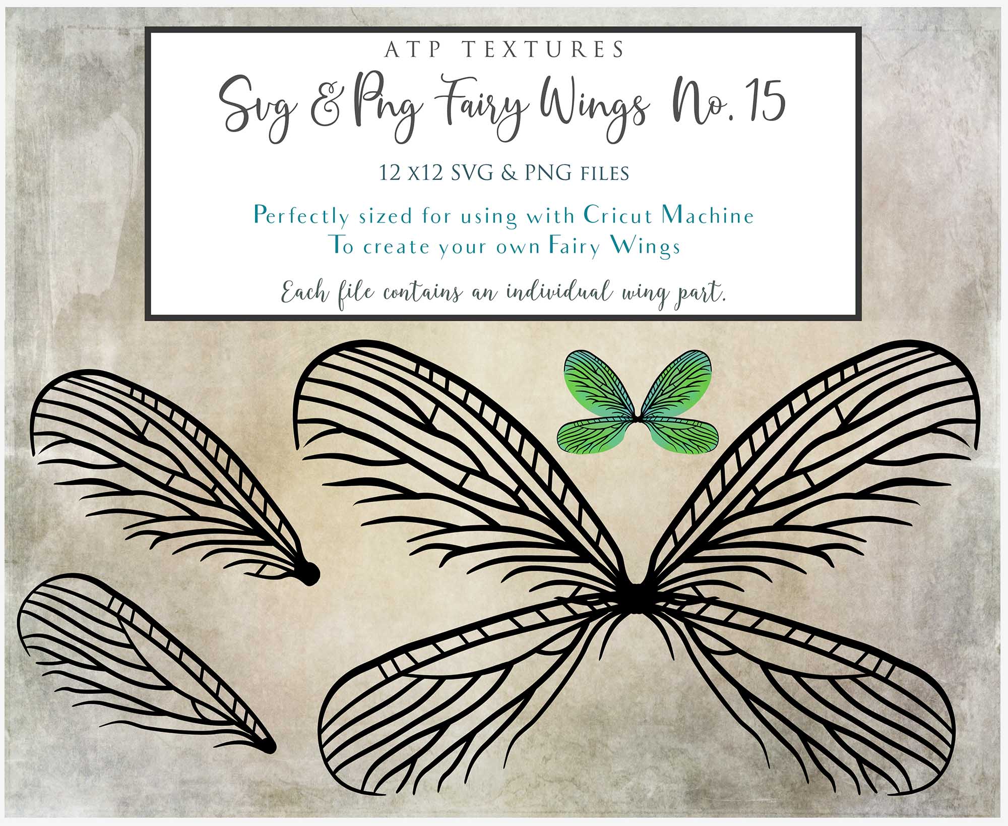 SVG & PNG Fairy Wing files for Cricut or Silhouette Cameo Cutting Machine. To create wearable fairy wings, in adult or children sizes.  Use this clipart design for Halloween Costumes, Fantasy or Cosplay or photography. These are Individual Wing Pieces, for you to cut and assemble. This is a digital product.
